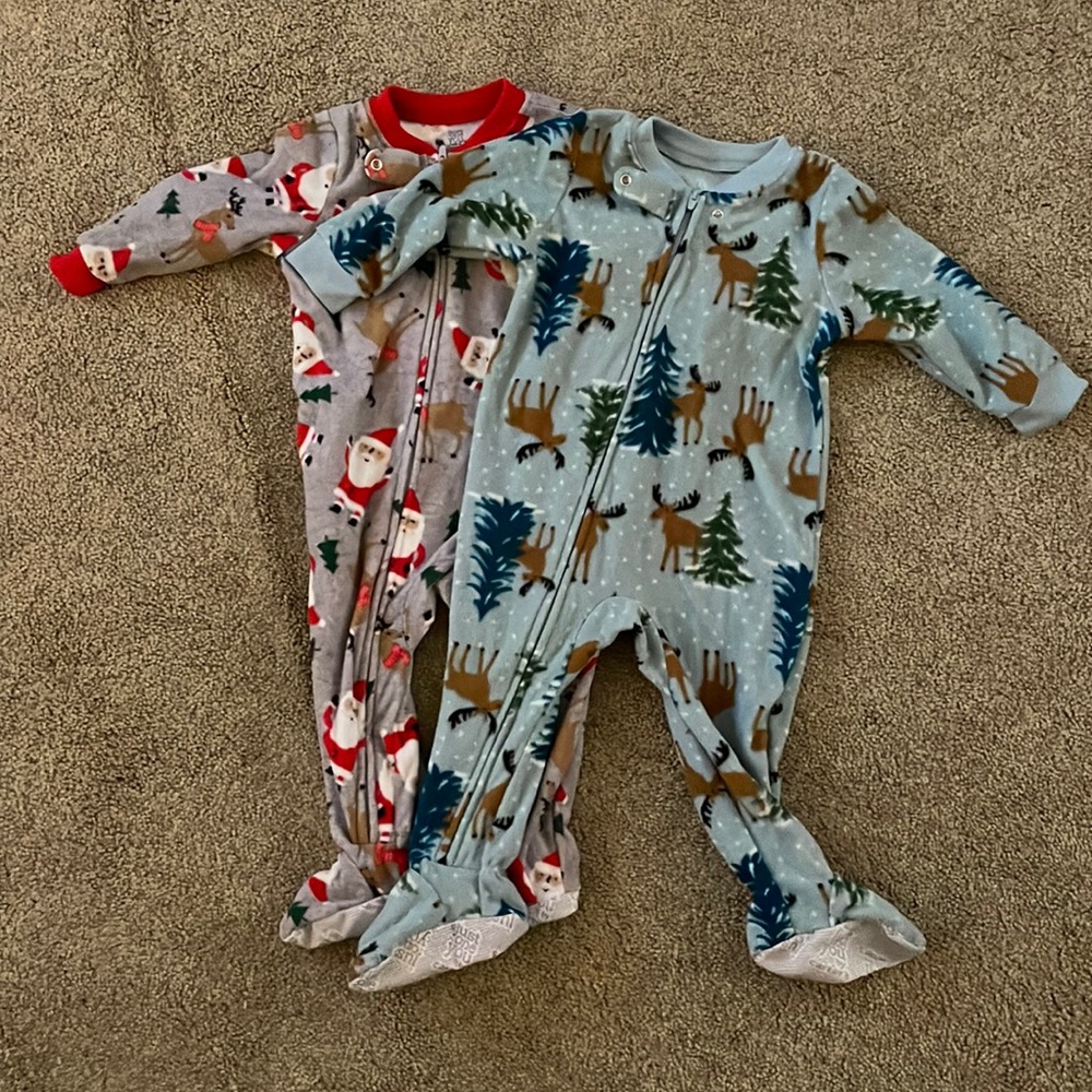 12m holiday feetie pjs